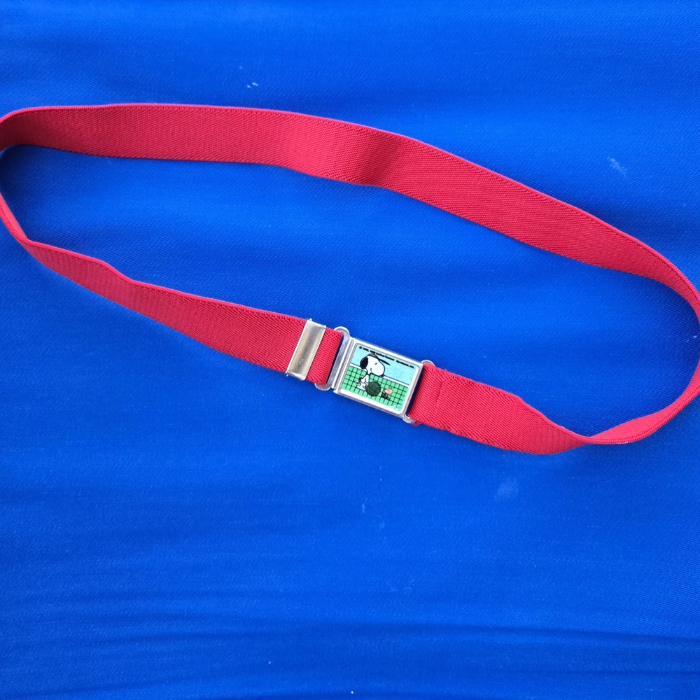Vintage Peanuts Snoopy Woodstock Red Belt with Magnetic Buckle